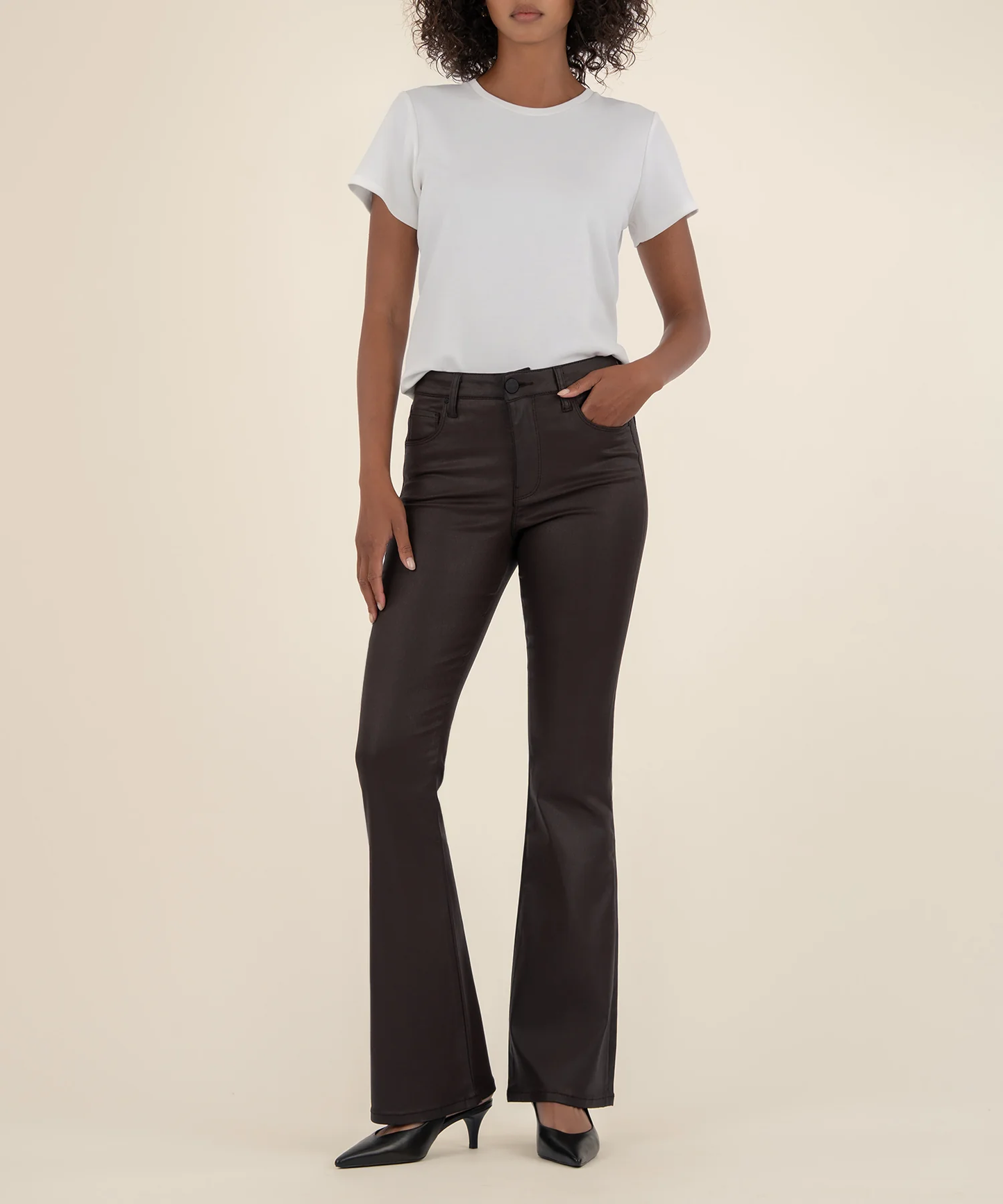 Ana Coated Hi Rise Fab Flare Flare Pant