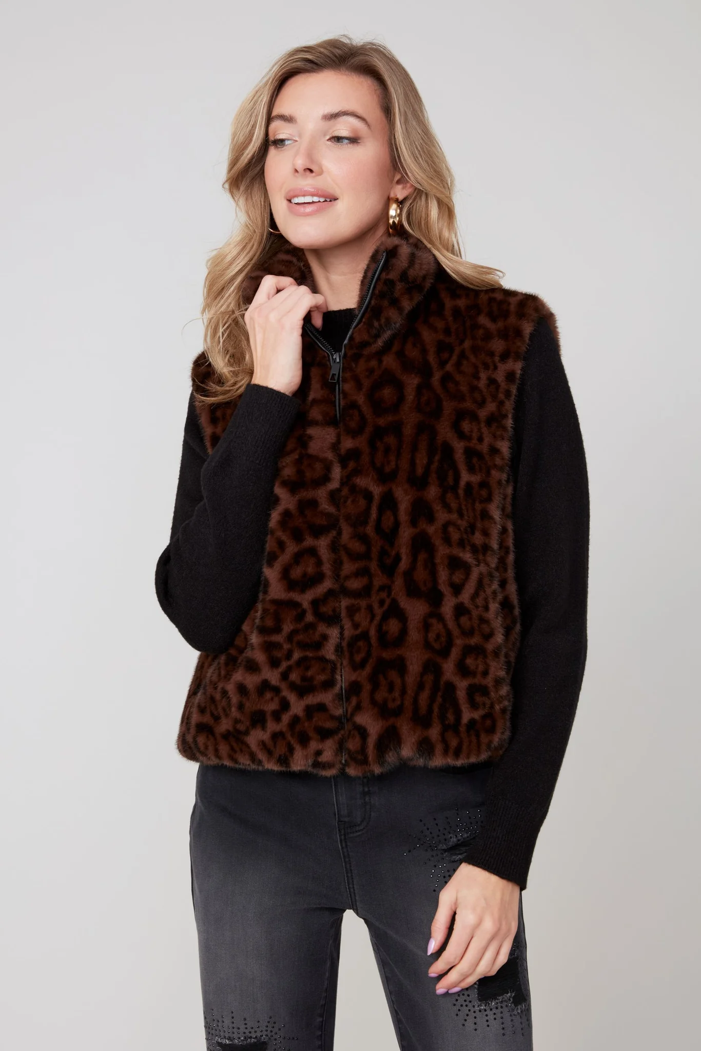 Animal Print Faux Fur Vest