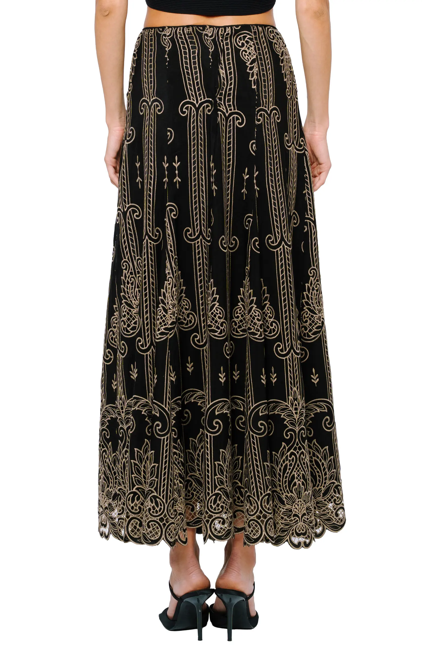 Becca Lace Two-Tone Cutout Skirt