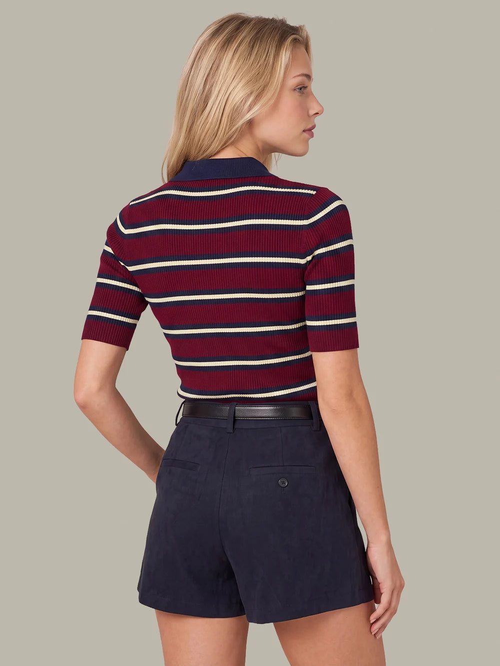 Imogen Rib Stripe Fitted Polo