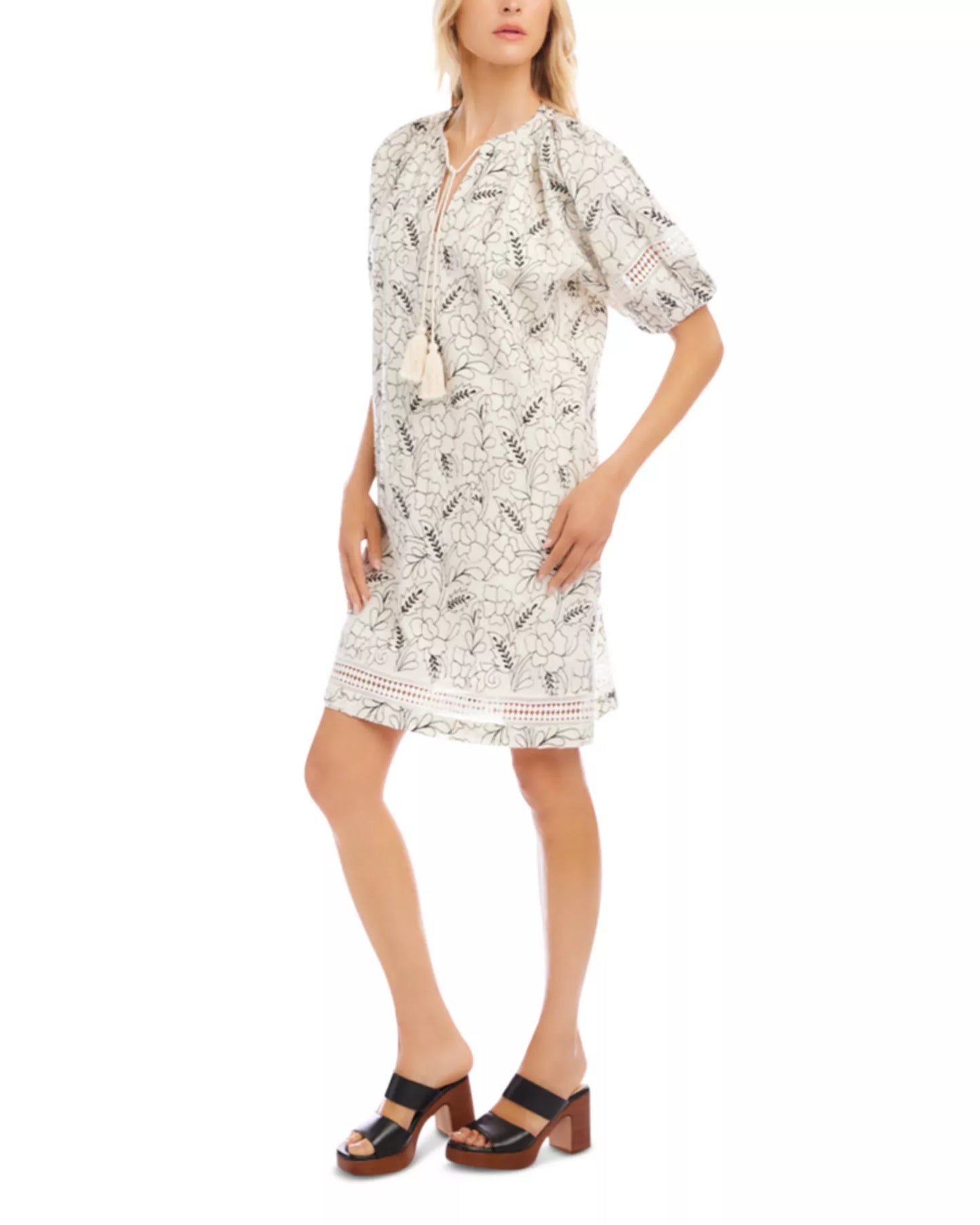 Puff Sleeve Tassel Dress