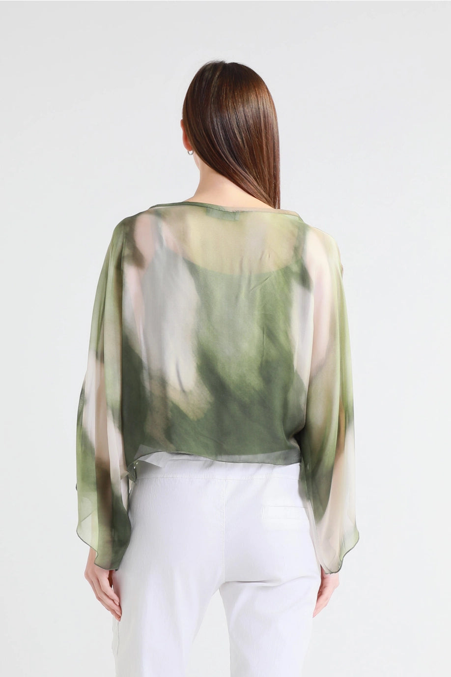Sofita Abstract Cropped Silk Kaftan