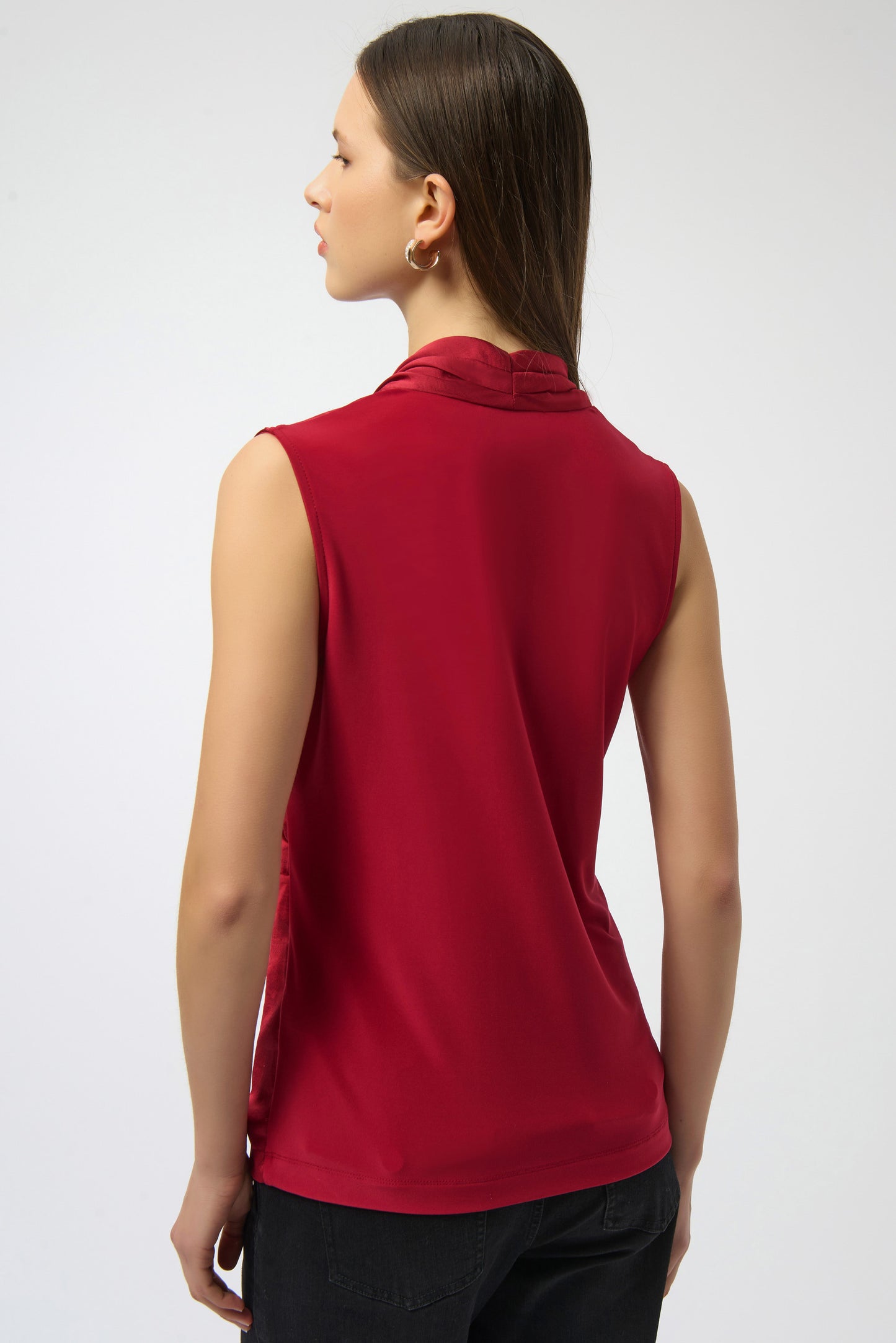 Satin & Silky Knit Sleeveless Wrap Top