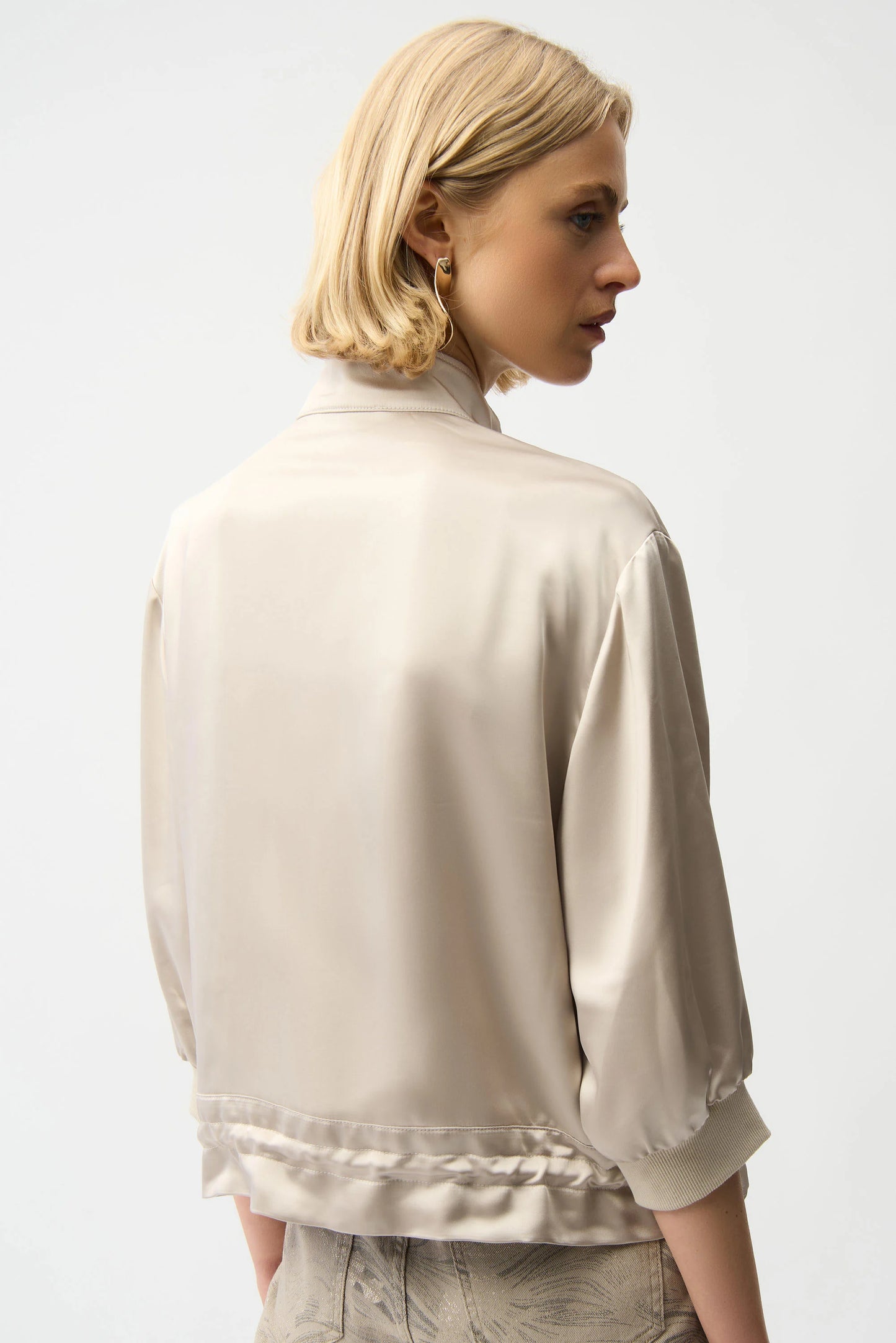 Satin Boxy Blouson Jacket