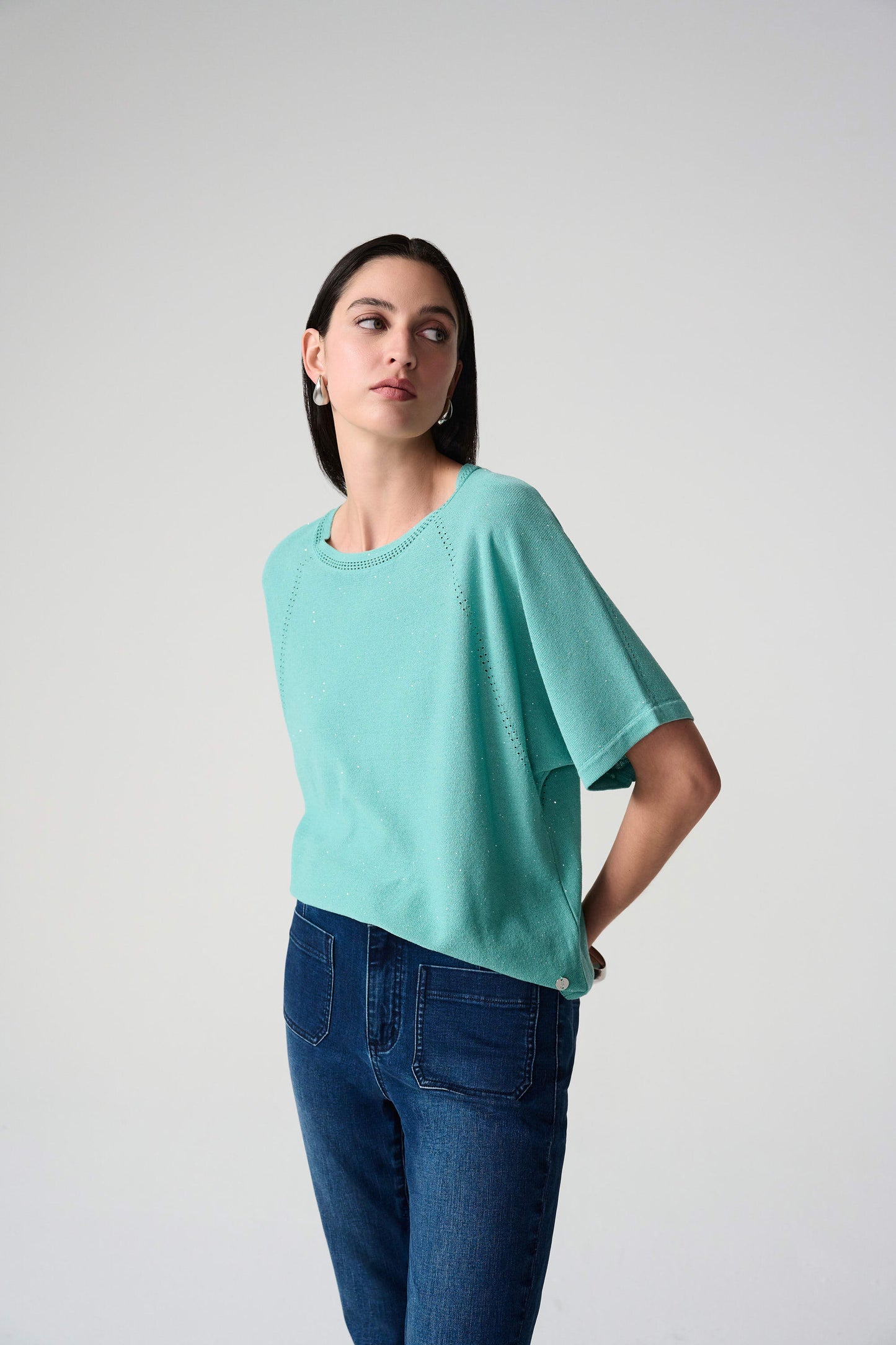 Sequin Short Sleeve Sweater