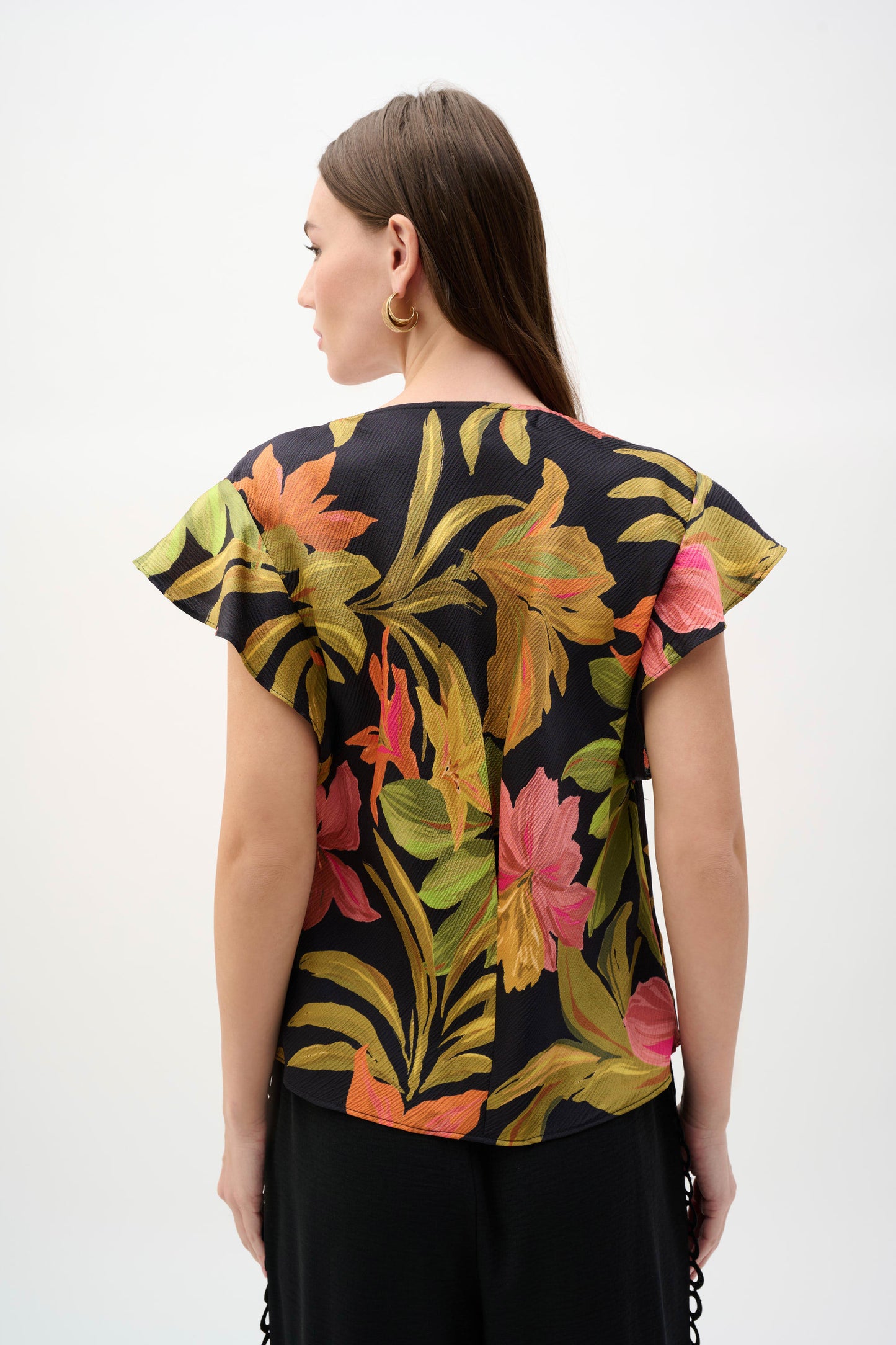 Satin Tropical Print Top