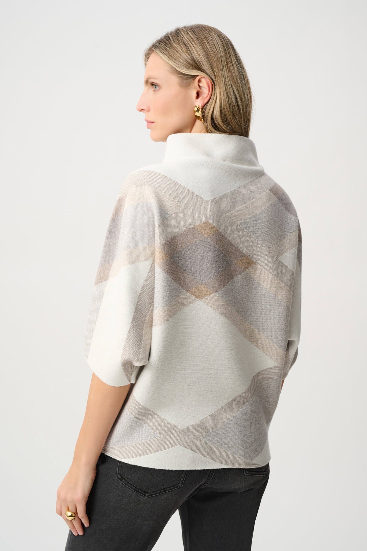 Brushed Plaid Funnel Neck Sweater