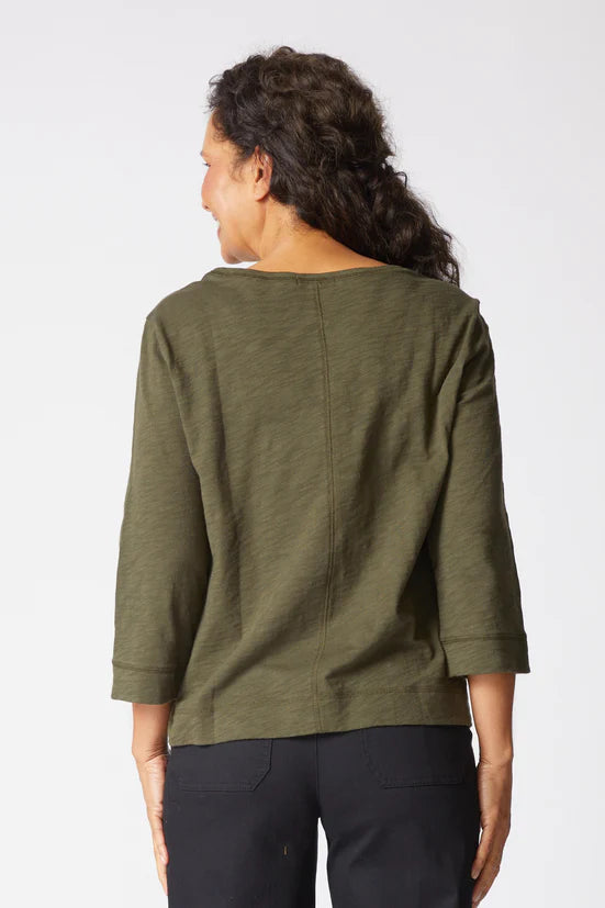 Cotton Coverstitch Boatneck Top