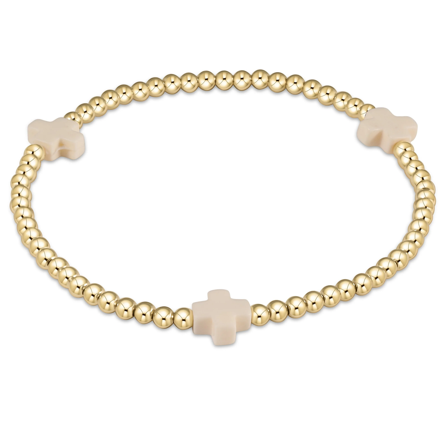Signature Cross 3mm Gold Bracelet - Off-White
