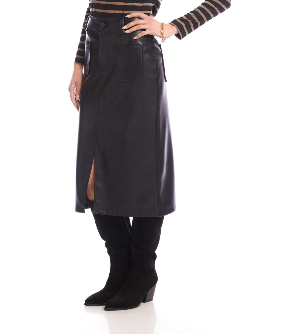 Faux Leather Midi Skirt