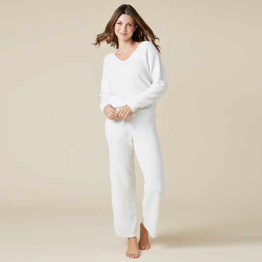 Solid Marshmallow V-Neck Lounge Set