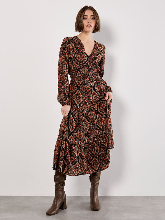 Empire Smock Waist Tiered Dress