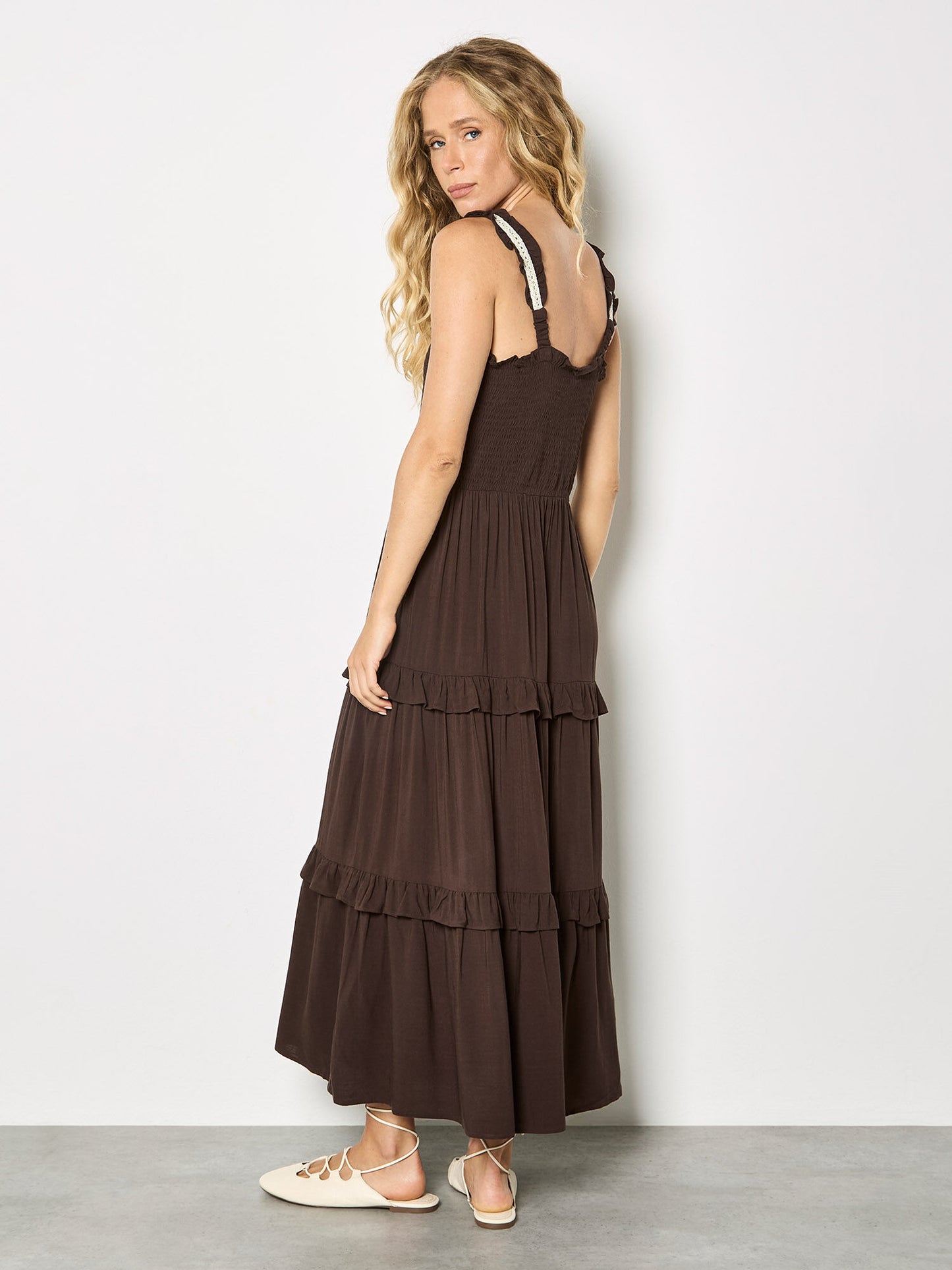 Smocked Tiered Crochet Dress