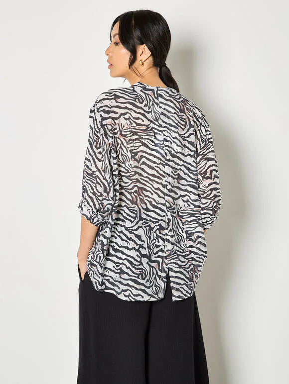 Zebra Oversized Semisheer Blouse