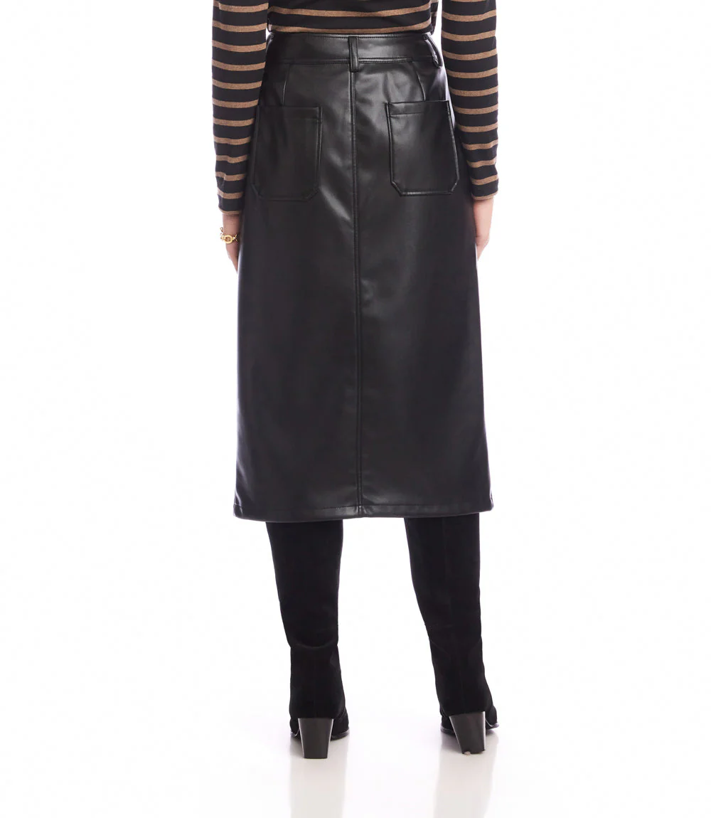 Faux Leather Midi Skirt
