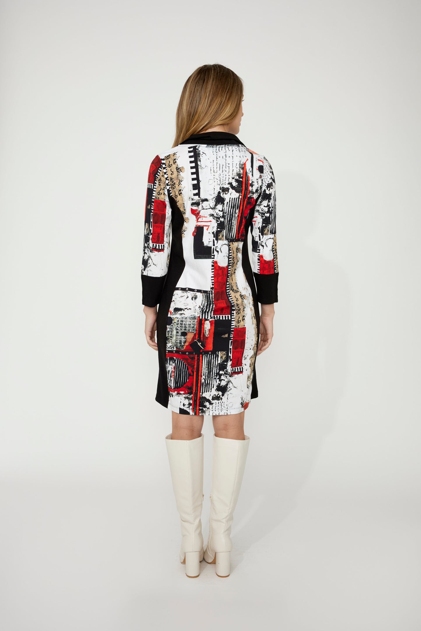 Print Zip Front Dress - "Bookworm"