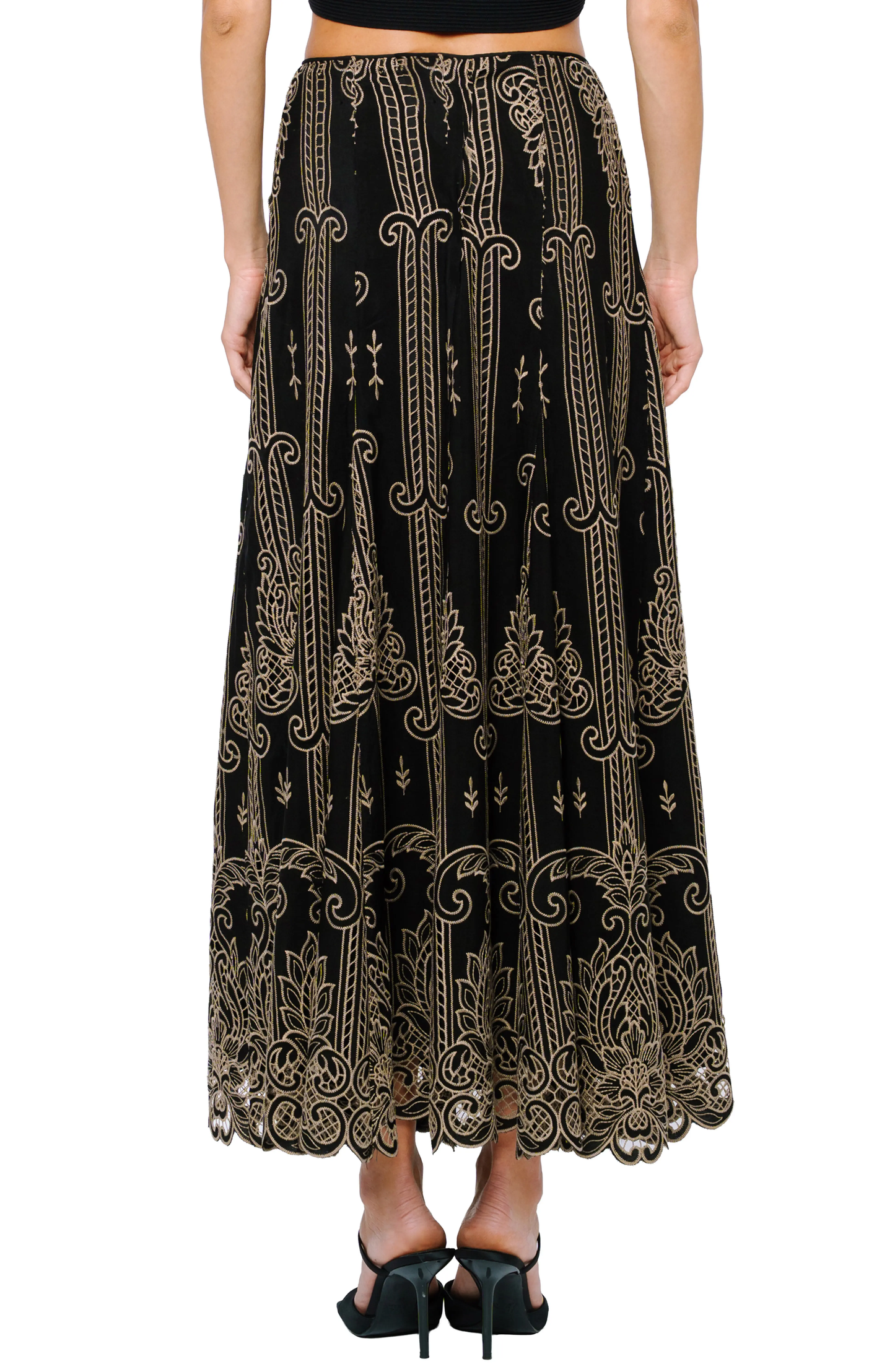 Becca Lace Two-Tone Cutout Skirt