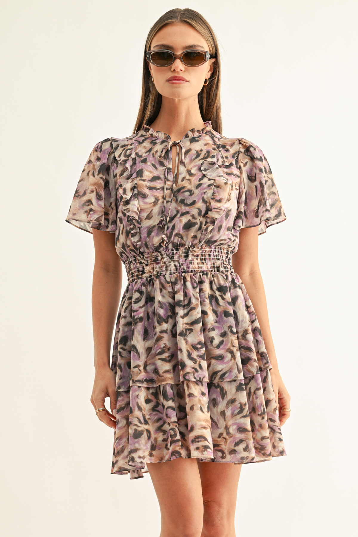 Lorena Flutter Sleeve Mini Dress