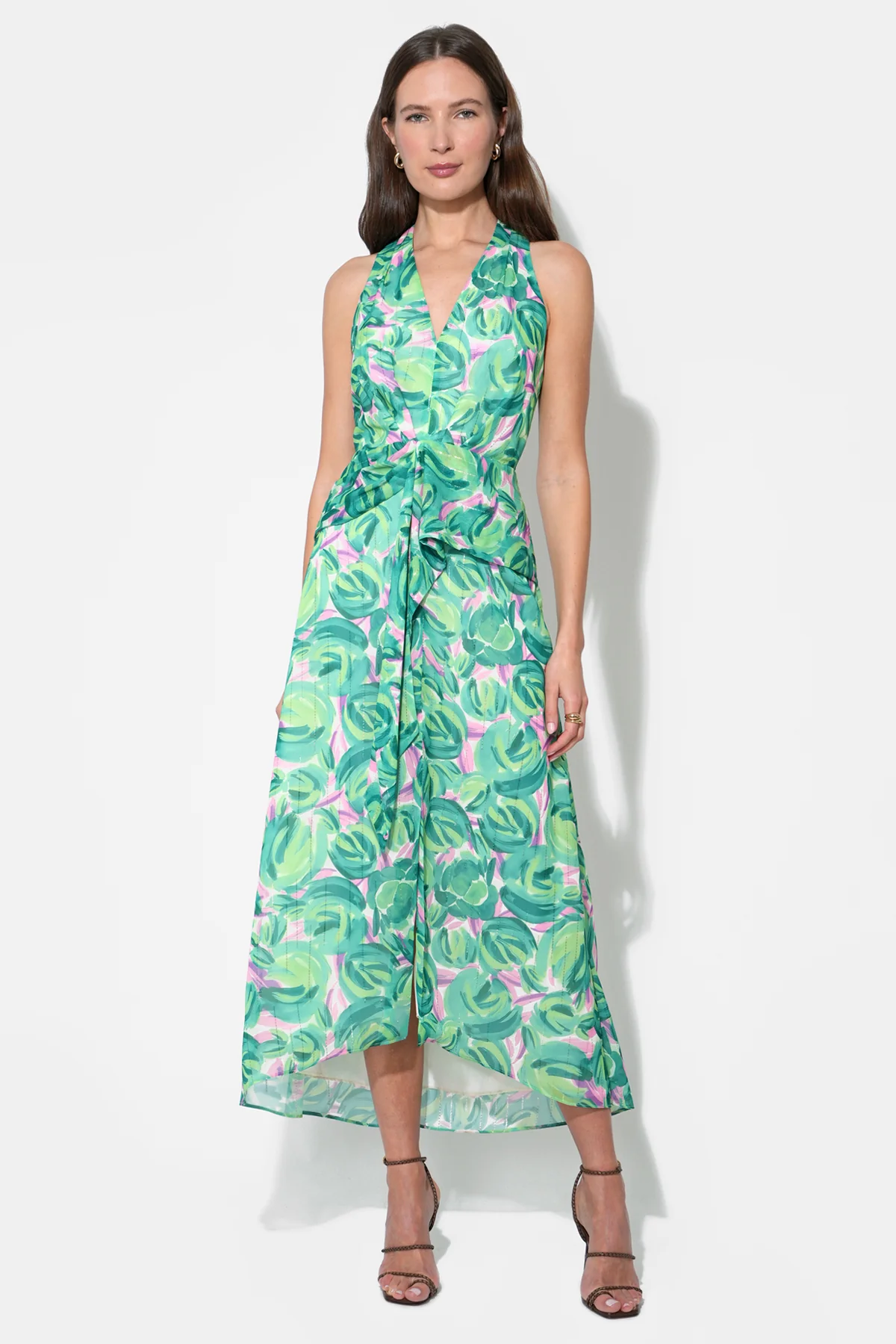 Margot Wrap Tie Waist Printed Maxi Dress