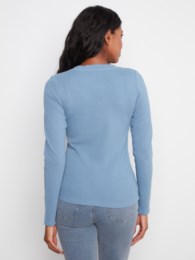 Tencel Rib V-Neck Long Sleeve Top