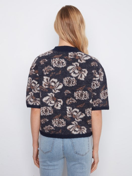 Elbow Sleeve Jacquard Sweater