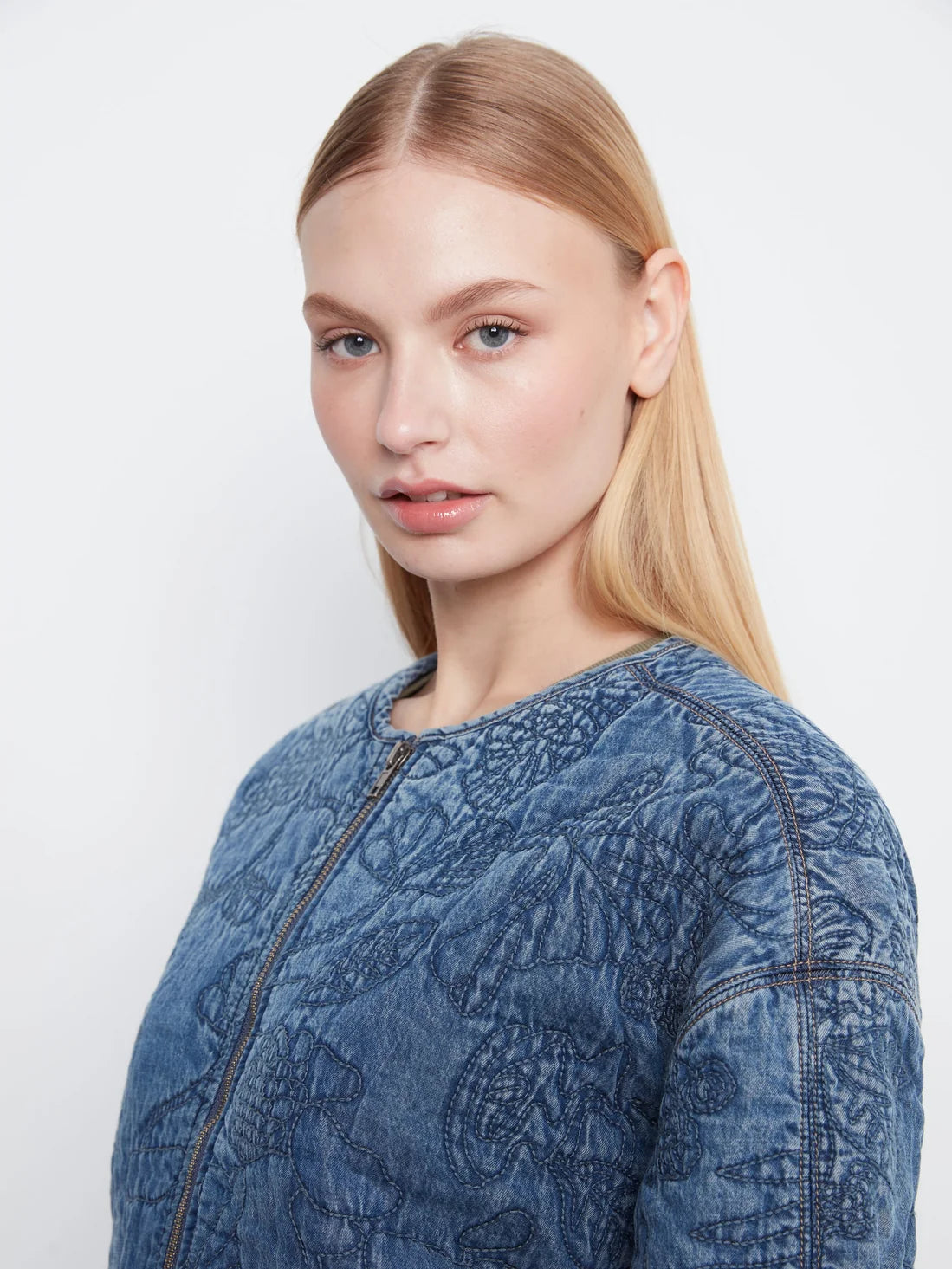 Quilted Denim Bomber Jacket
