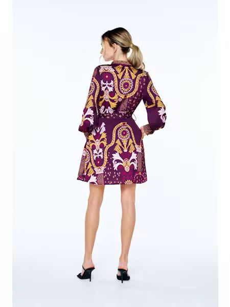 Antonella Engineer Print Mini Dress