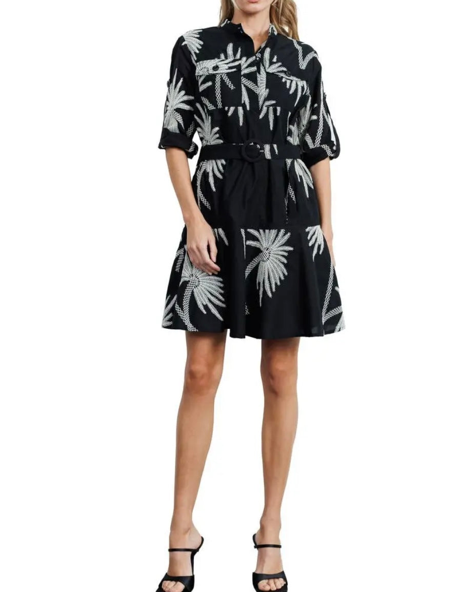 Siobhan Embroidered Mini Shirtdress