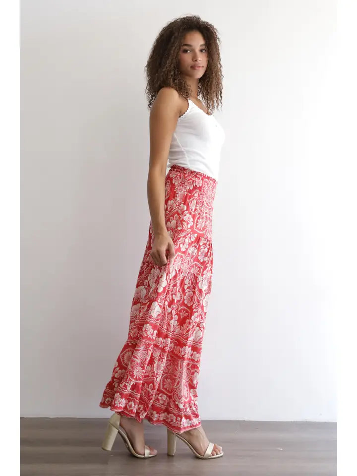 Smocked Waist Maxi Skirt