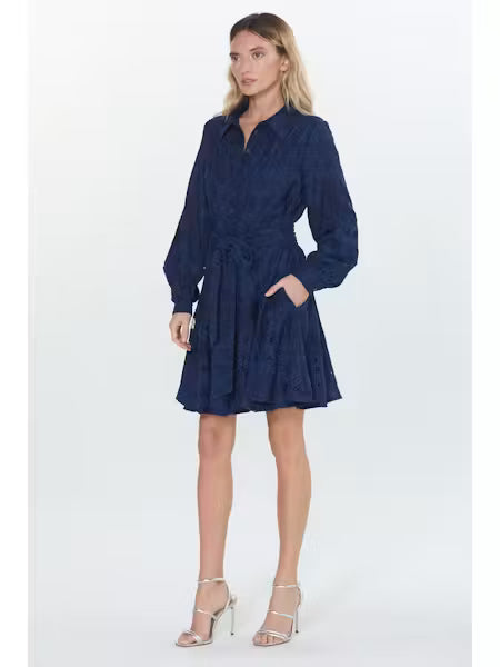 Serane Embroidered Lace Shirt Dress