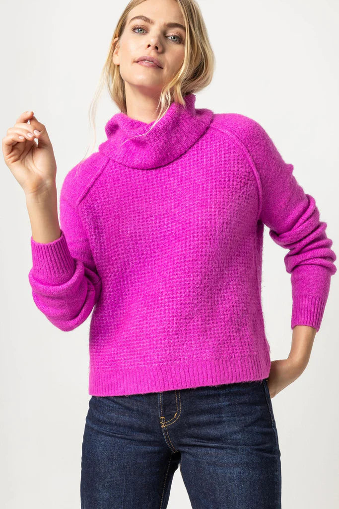 Waffle turtleneck sweater top