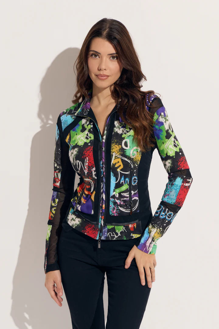 Print Splatter Zip Scuba Jacket