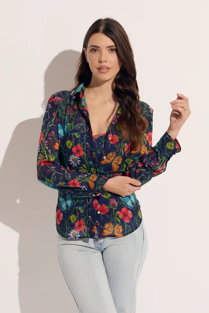 2 Piece Floral Butterfly Blouse with Tank