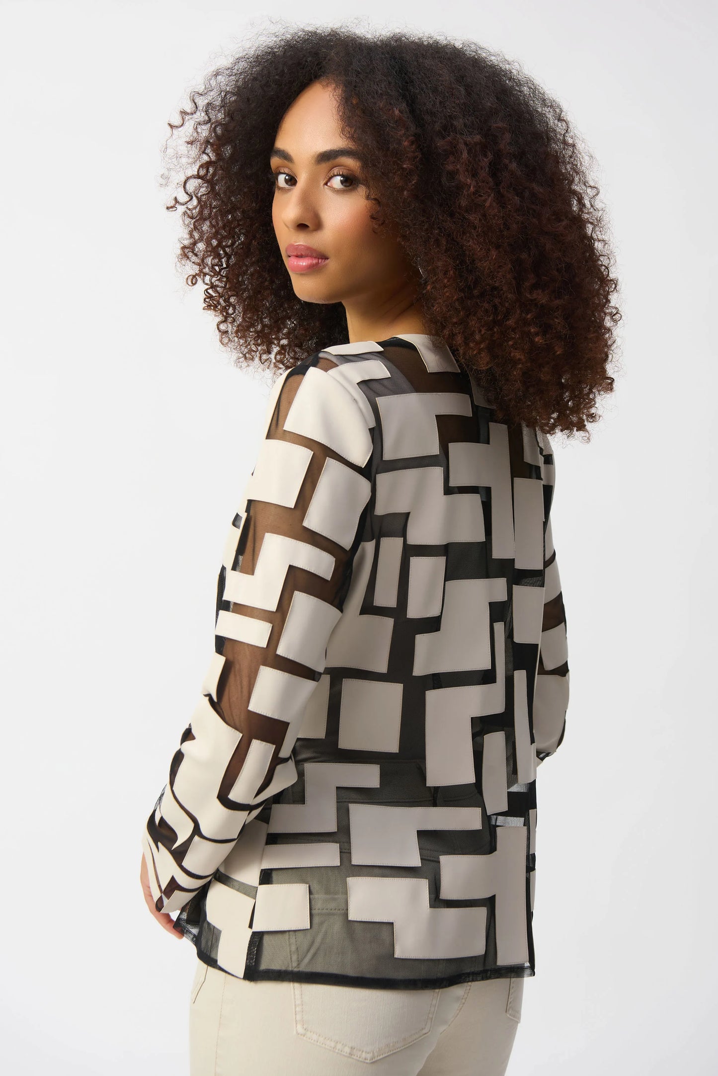 Mesh and Leatherette Fitted Jacket