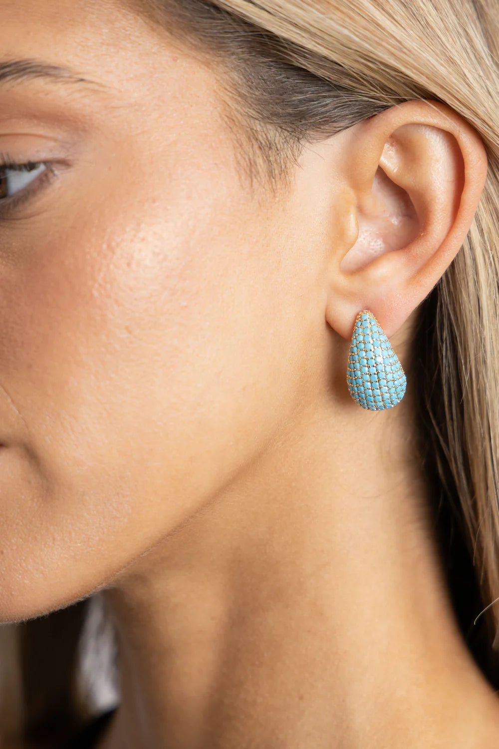 Celine CZ Raindrop Earrings - Turquoise