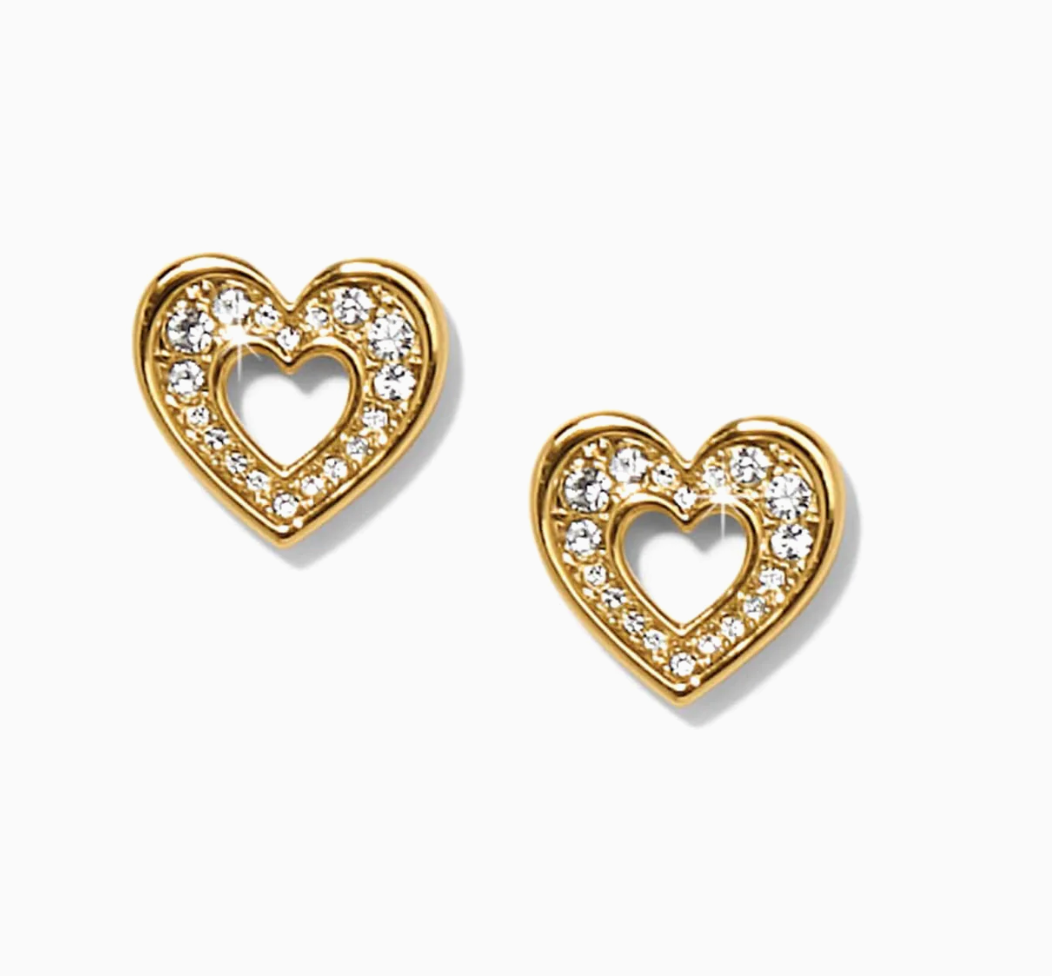 Enchanting Heart Gold Post Earrings