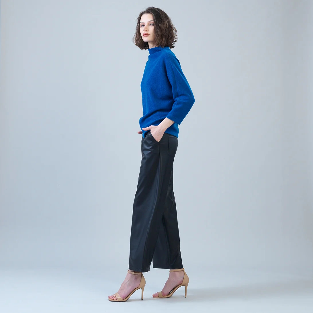 Plush Ribbed Funnel Neck Sweater