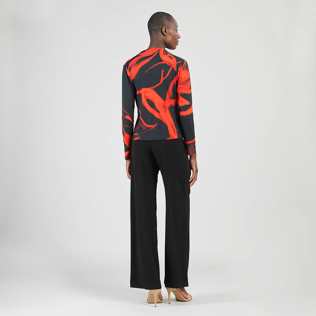 Floral Print Long Sleeve Loop Front Top