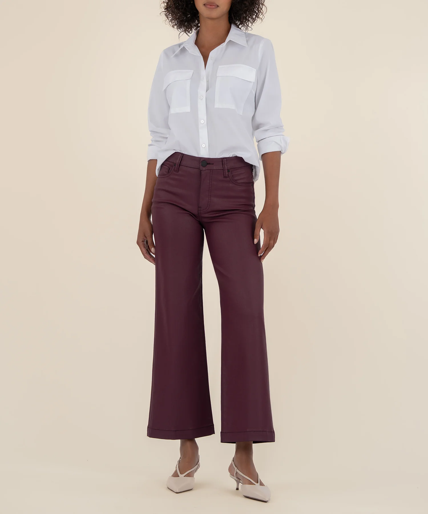 Meg Coated Hi Rise Wide Leg