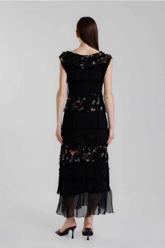 Embroidered Aleena Silk Maxi Dress