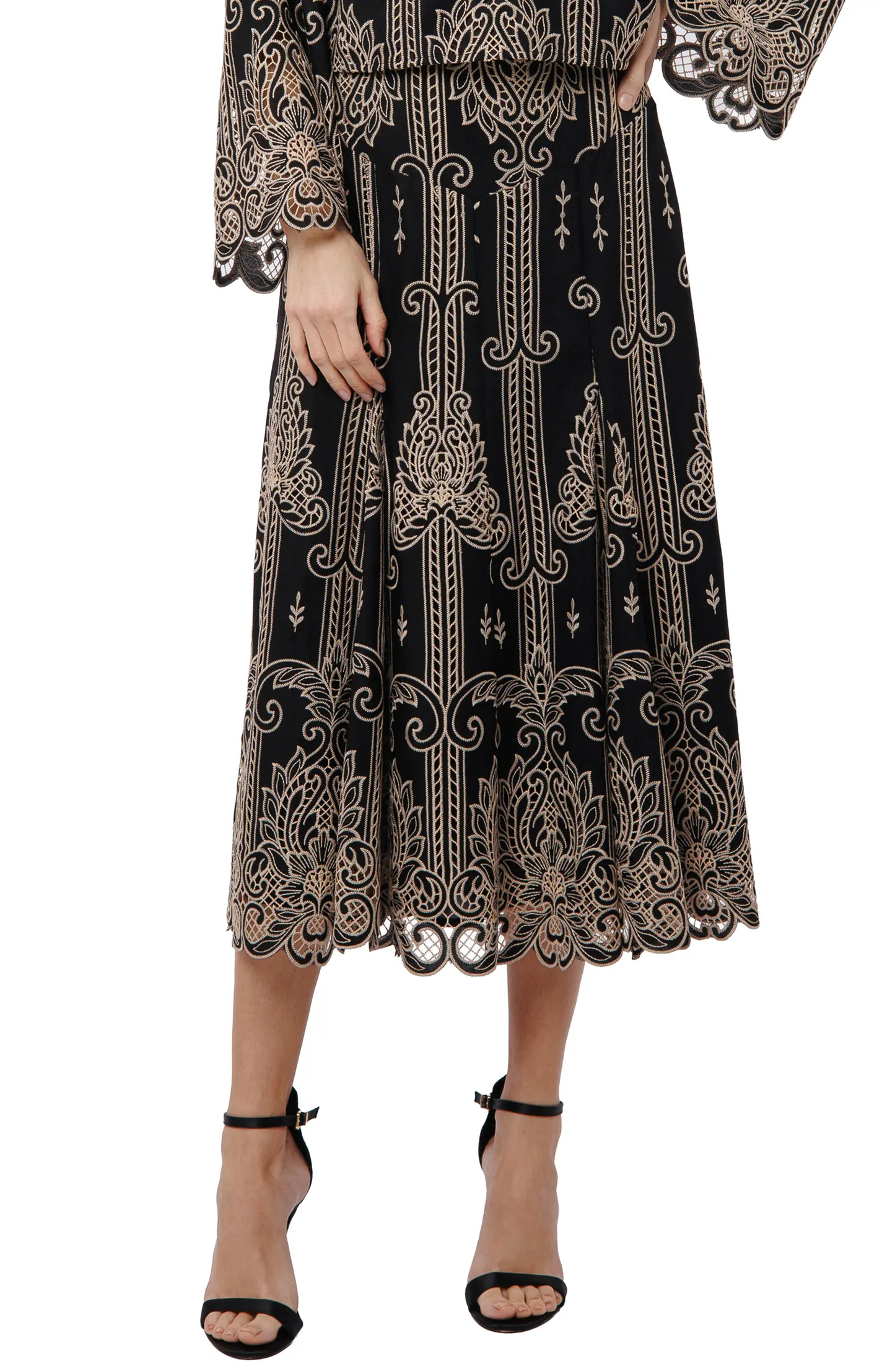 Becca Lace Two-Tone Cutout Skirt