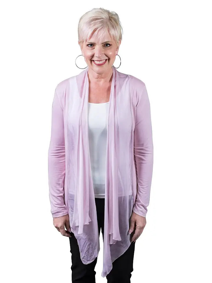 Carla Open Silk Cardigan - Blush