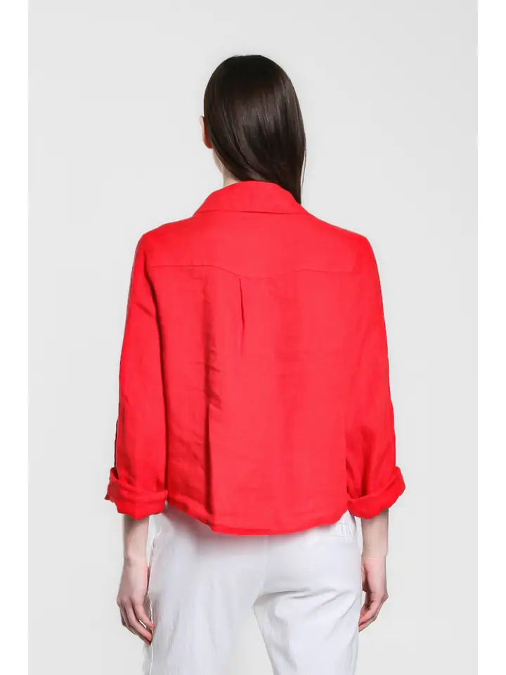 Alejandra Linen Tie Front Blouse