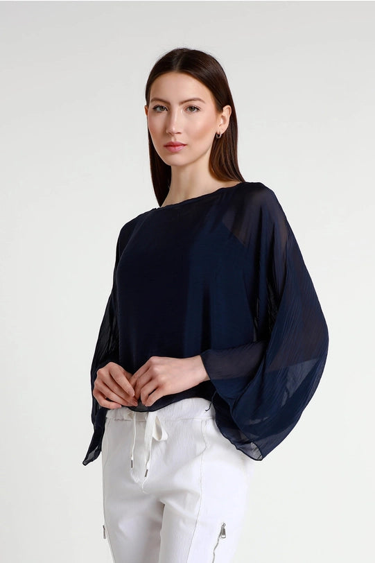 Sofita 3/4 Sleeve Cropped Silk Caftan