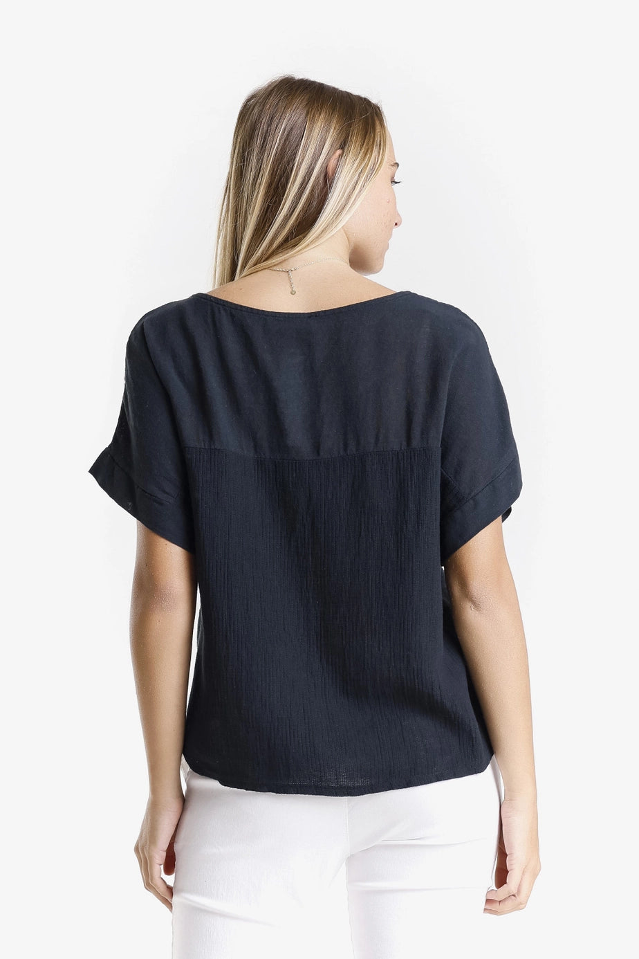 Gianna Short Sleeve Yoke Neck Top