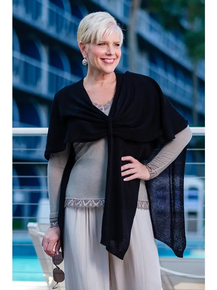 Aliya Mutli Way Cotton Wrap in Black