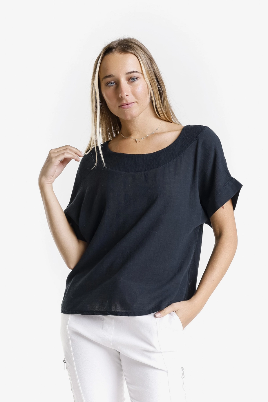 Gianna Short Sleeve Yoke Neck Top