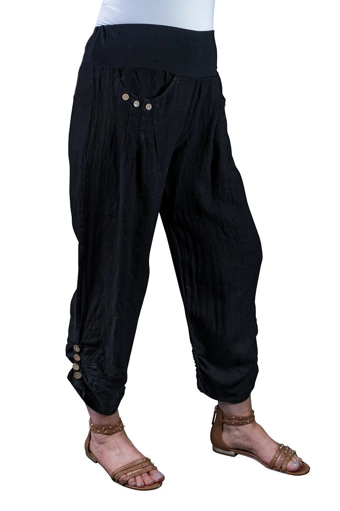 Georgia Side Ruche Linen Pant