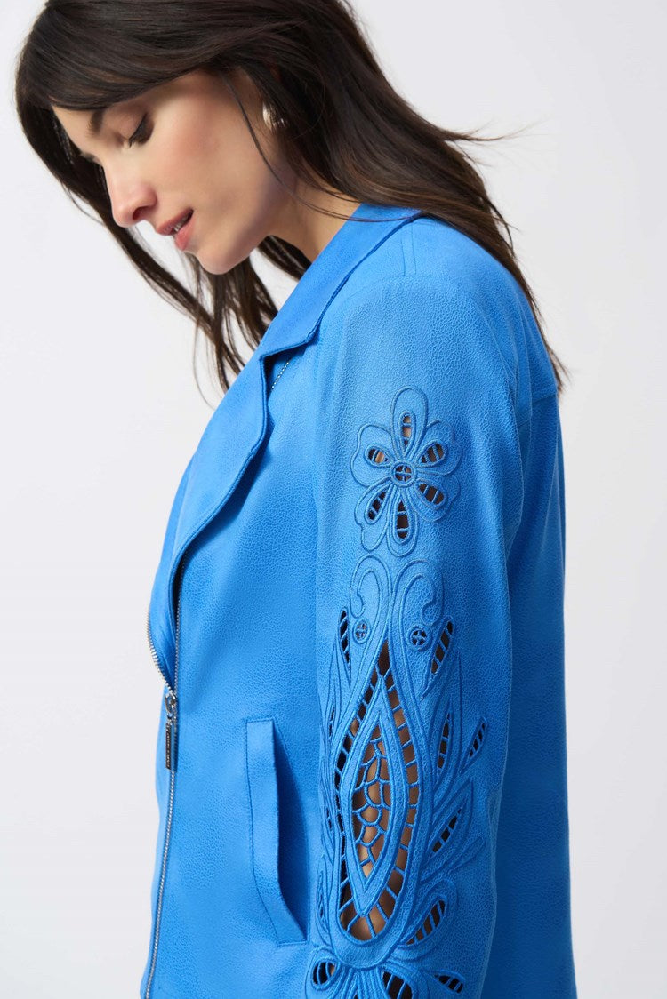 Foiled Faux Suede Moto Jacket