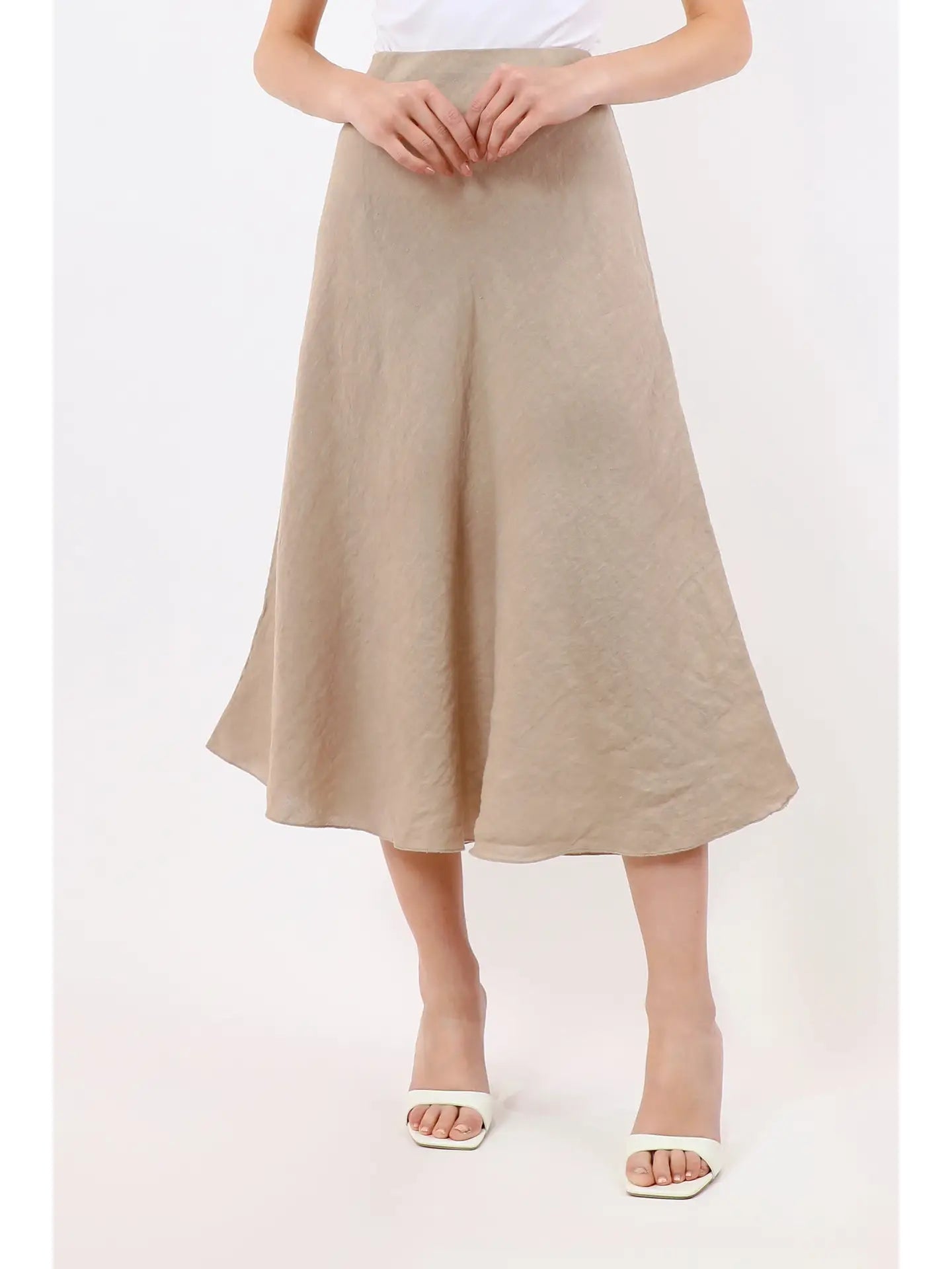 Masha Bias Cut Linen Skirt